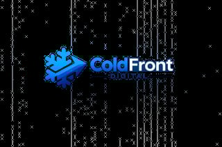 ColdFront Digital logo featuring a blue snowflake icon on a platform with digital background